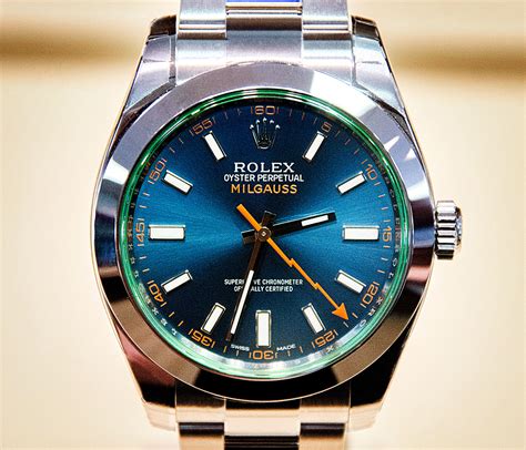 rolex milgauss blue black|Rolex Milgauss price chart.